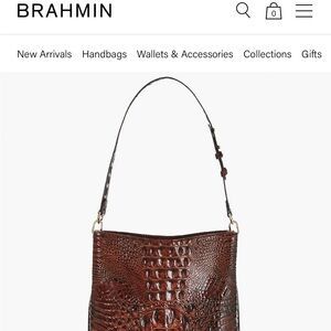 Brahmin Rich Brown Croc-Embossed Shoulder Bag